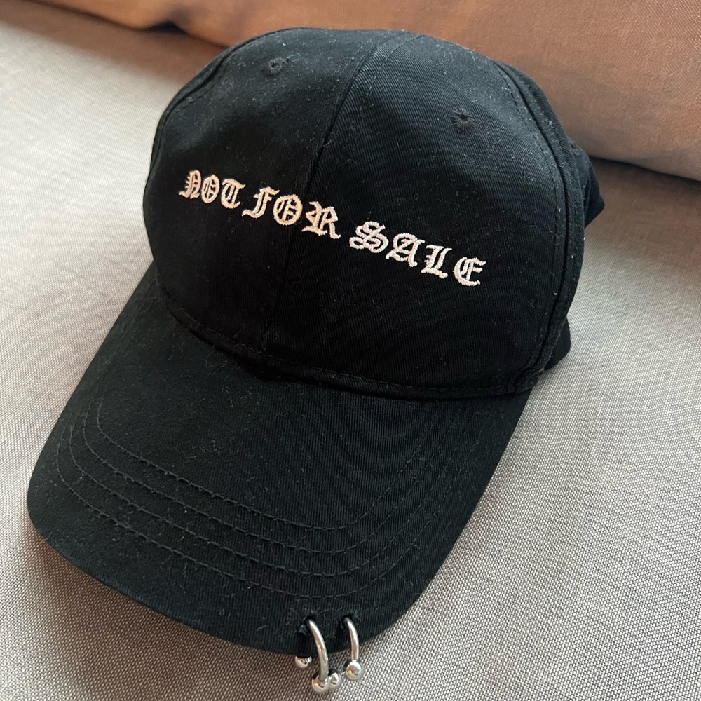 Black Baseball Cap with Embroidered Text